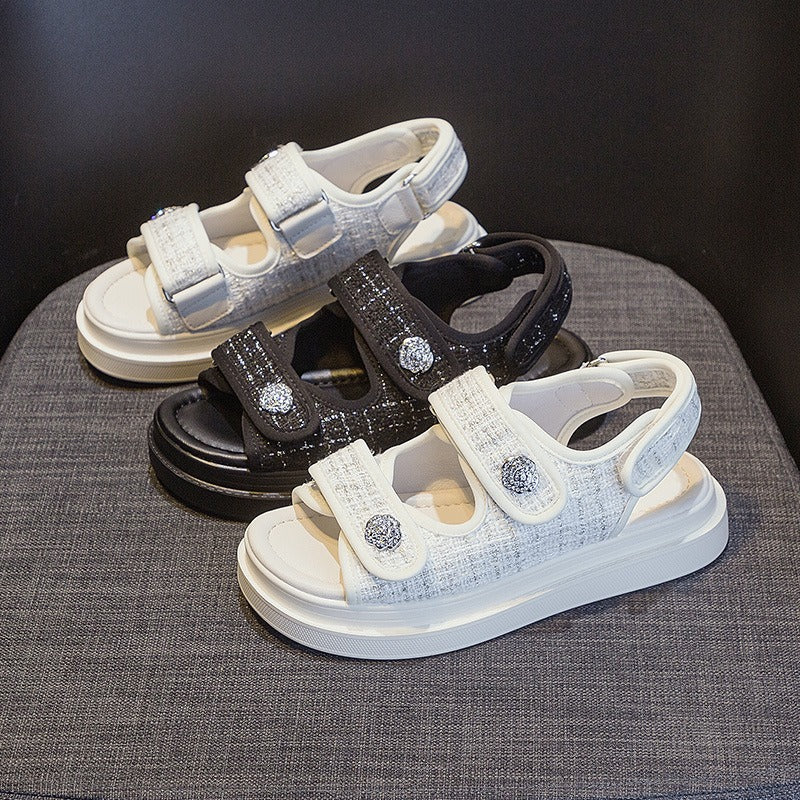 Orthopedic women's tweed fabric sandals - Liora