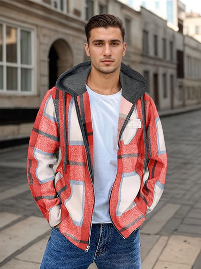 Men's casual hooded plaid jacket with hood - Pilato