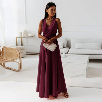 Long dress woman sleeveless sleeveless crossover neckline elegant - Larissa