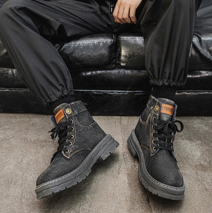 Men's canvas denim mid-calf casual boots - Eron