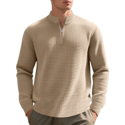 Men's sweater, half-zip collar, waffle texture - Taren