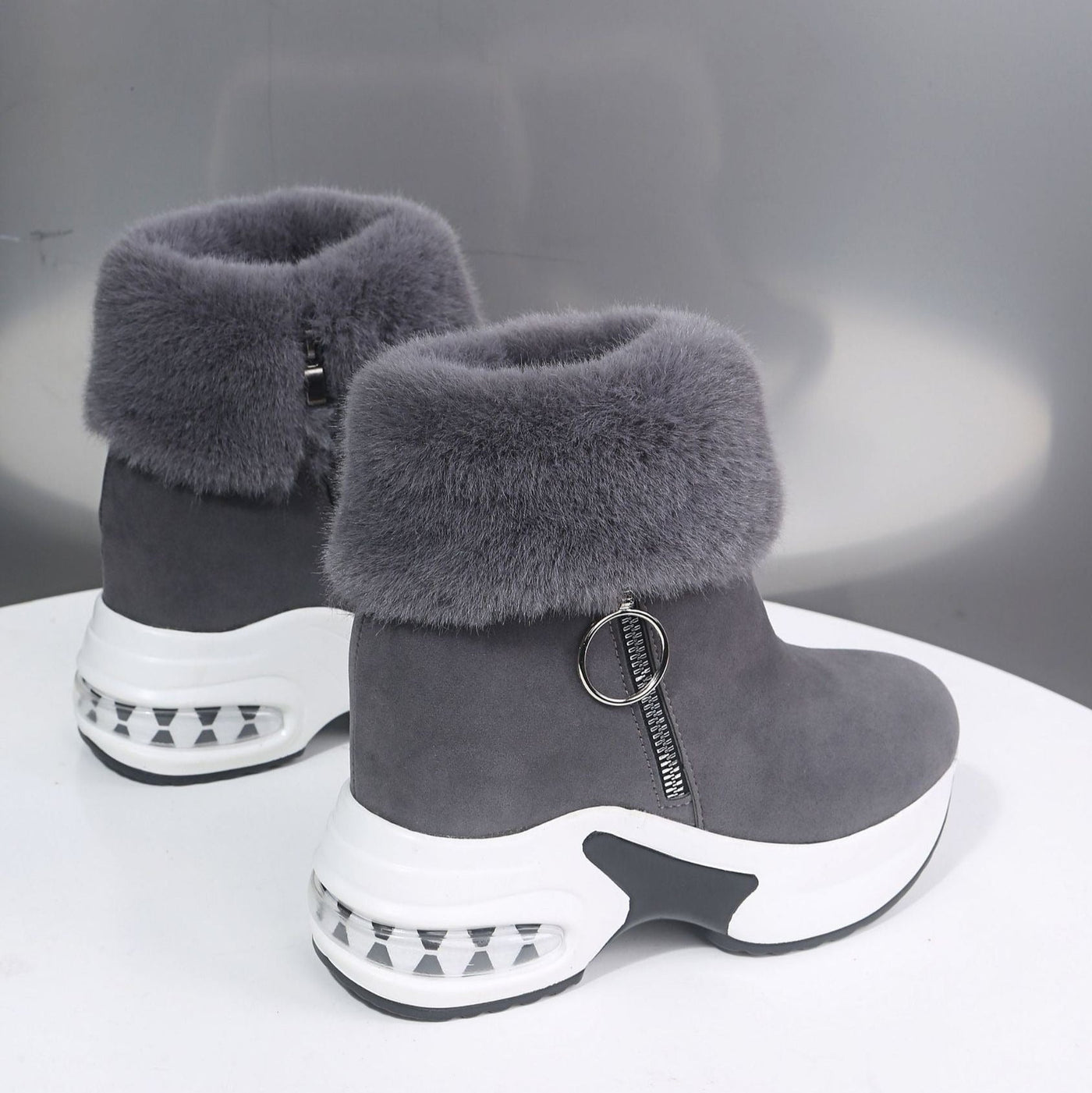 Women's non-slip lined platform boots with zipper - Isleen