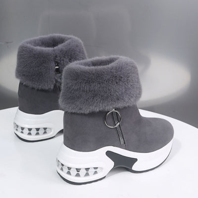 Women's non-slip lined platform boots with zipper - Isleen