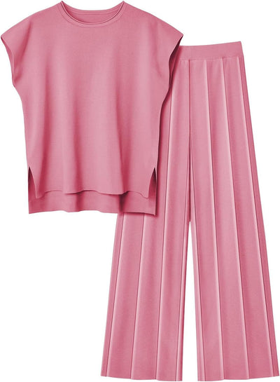 Fluid sleeveless top and pleated pants set - Oriane