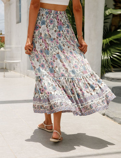 Women's long skirt bohemian floral print - Vianey
