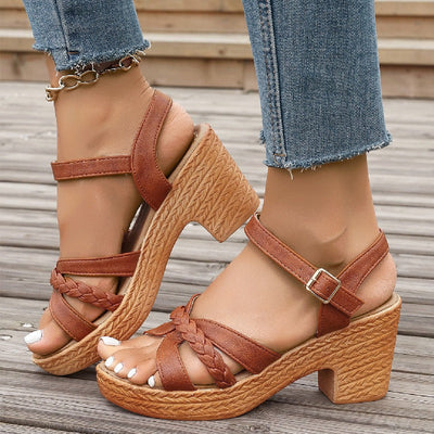 Medium heel sandals with braid - Aveline