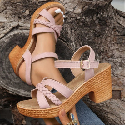 Medium heel sandals with braid - Aveline