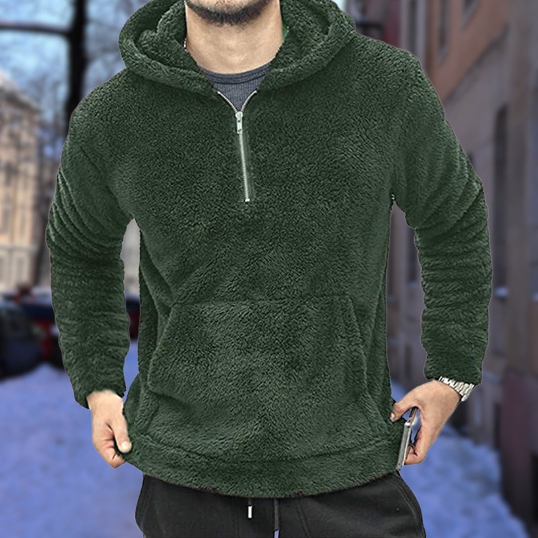 Alan - Warm plush hooded jumper for men