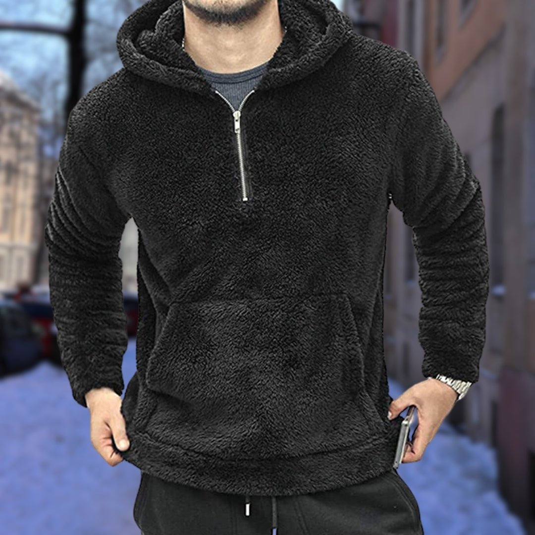Alan - Warm plush hooded jumper for men