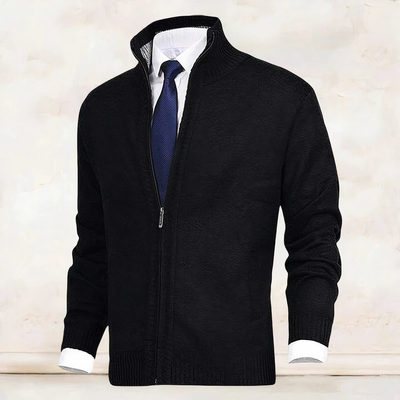 Men's Zip-Up Cardigan with Stand Collar - Cedric