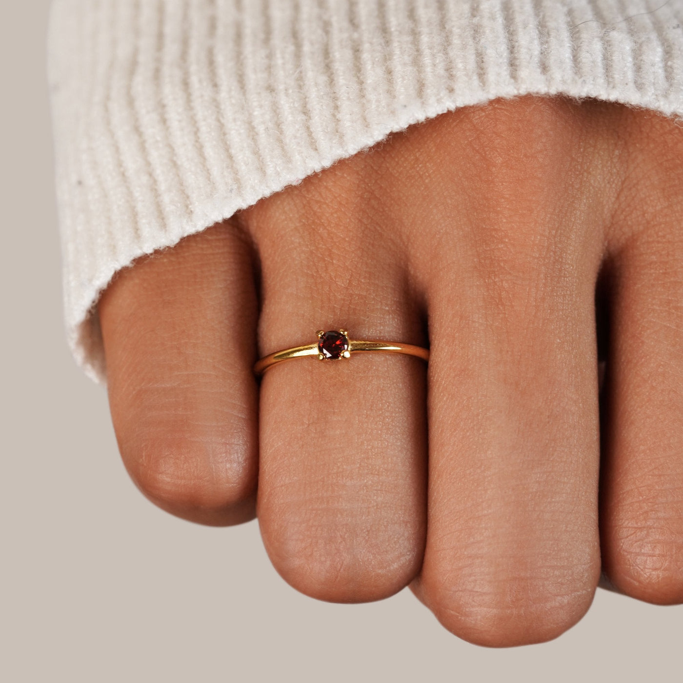 January Birthstone Gold Ring