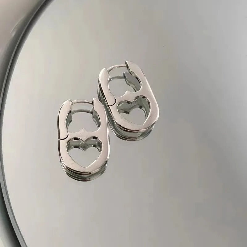 Earrings with stainless steel heart
