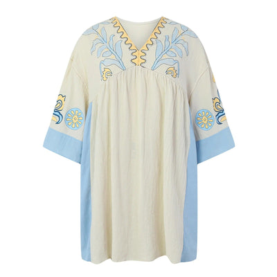 Avery - Floral Printed Sleeves V-neck Dress