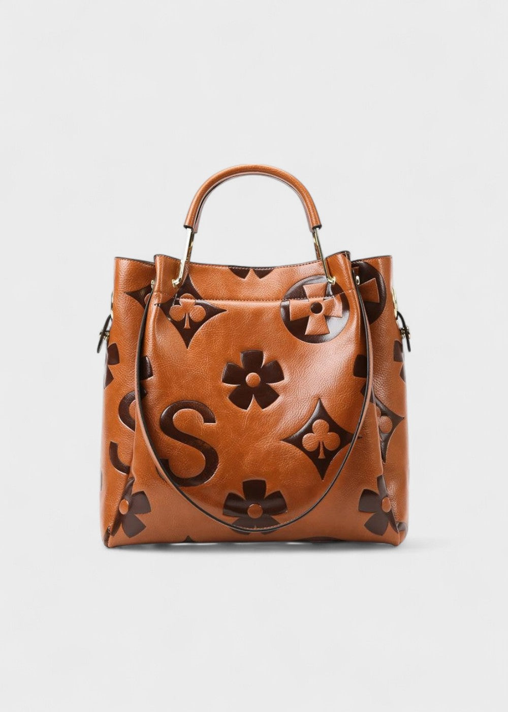 Women's floral engraved shopper bag - Samara