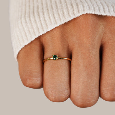 May Birthstone Gold Ring