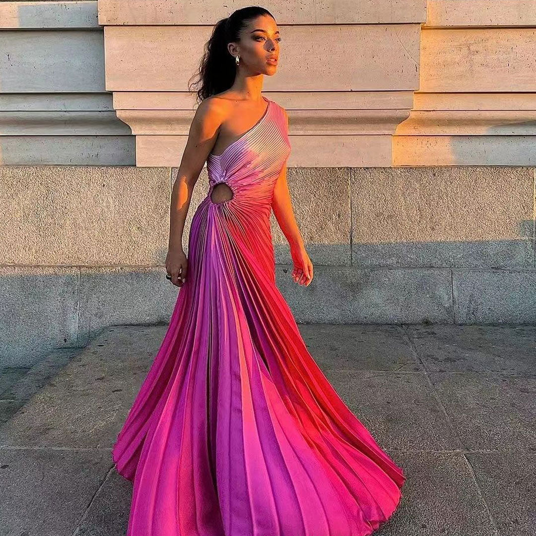 Whitney - Wholesale Pleated Gradient Color Dress