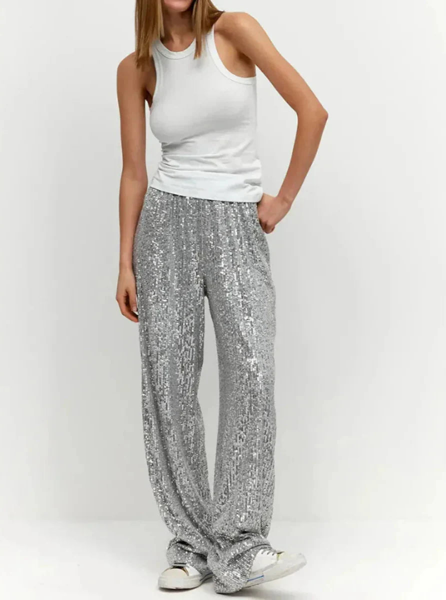 Women's Wide Leg Sequin Pants - Celinne