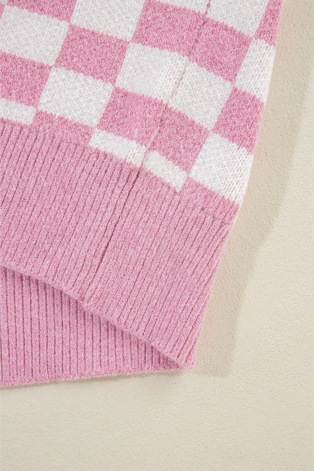 Aude - Checked V-neck jumper with buttons and dropped shoulders