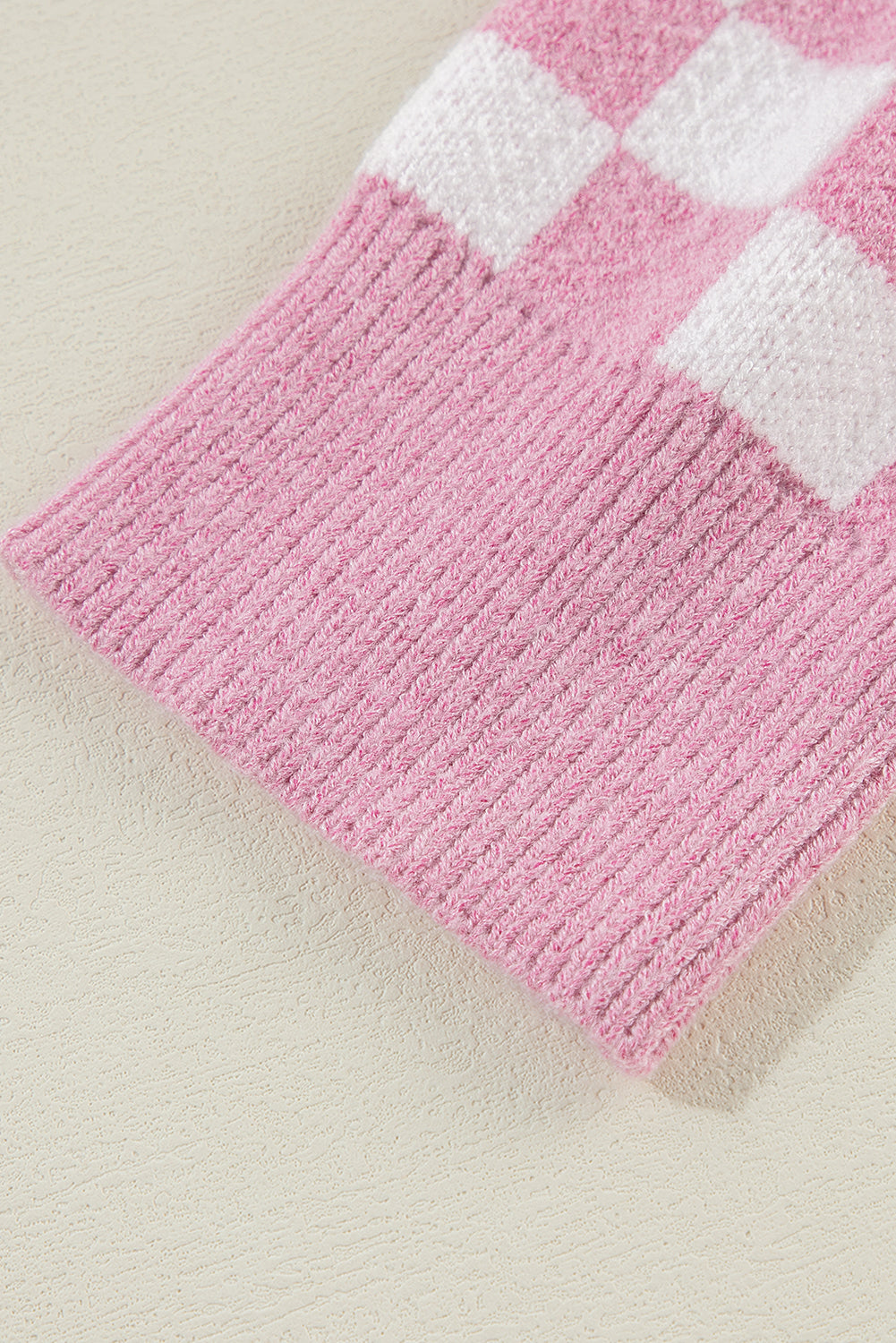 Aude - Checked V-neck jumper with buttons and dropped shoulders