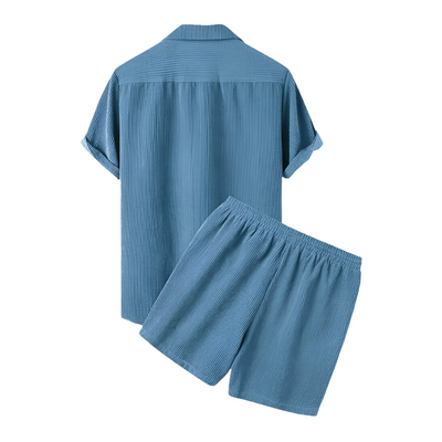 Men's Short Sleeve Textured Shirt and Shorts Set - Dario