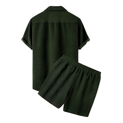 Men's Short Sleeve Textured Shirt and Shorts Set - Dario
