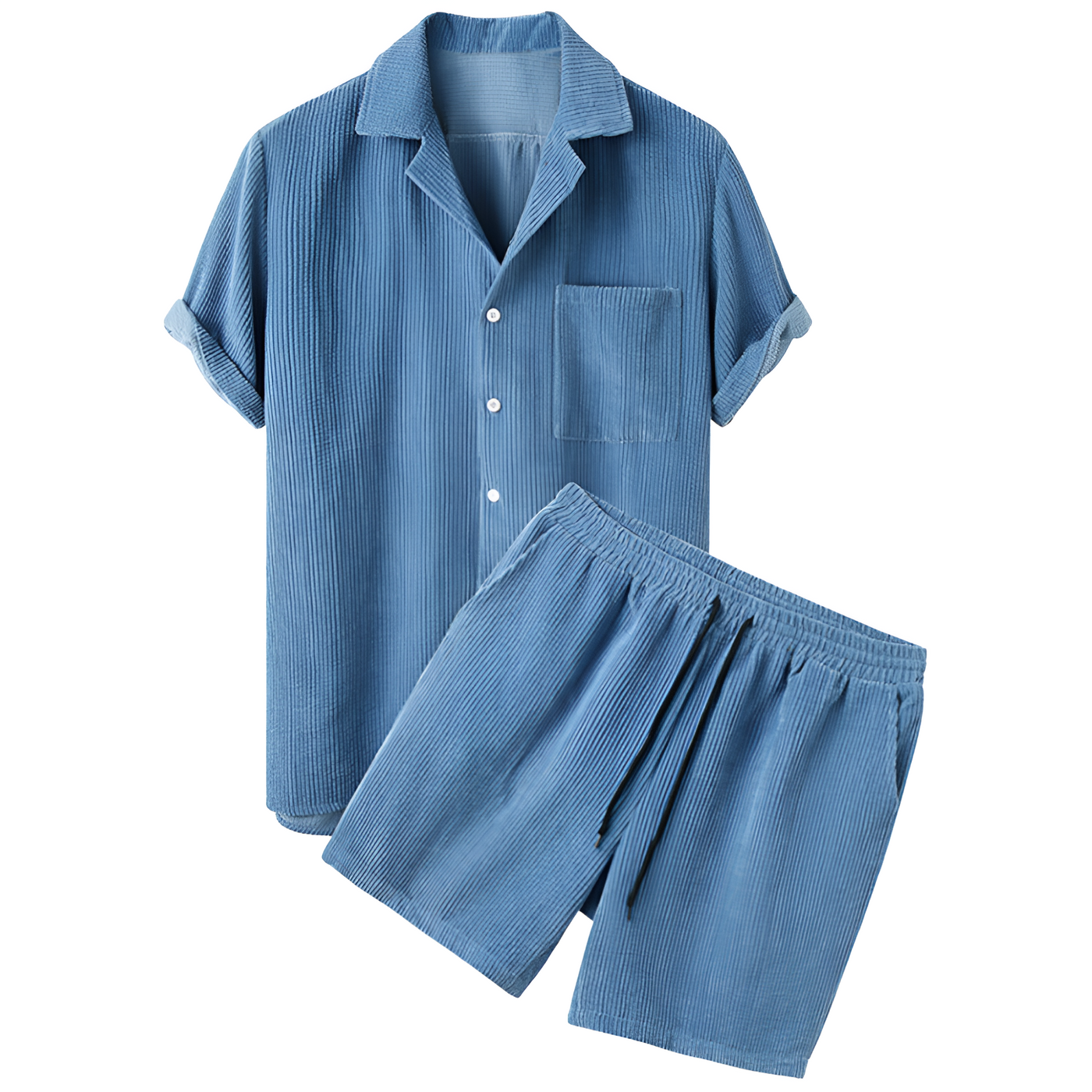 Men's Short Sleeve Textured Shirt and Shorts Set - Dario