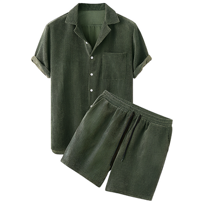 Men's Short Sleeve Textured Shirt and Shorts Set - Dario