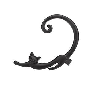 Silver Plated Woman Earrings with Curved Cat Design - Greta
