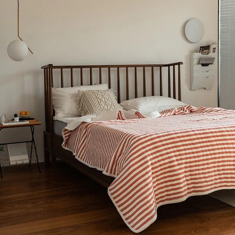 Striped light summer bedspread