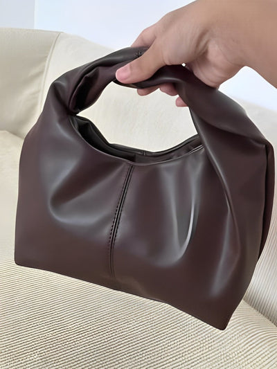 Women's hobo bag round handle synthetic leather modern design - Mauve