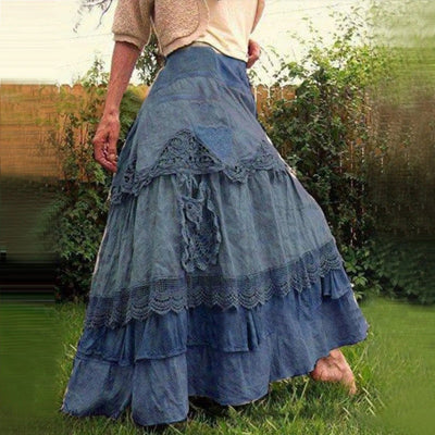 Layered lace boho long skirt, romantic and light perfect for a feminine and sophisticated look
