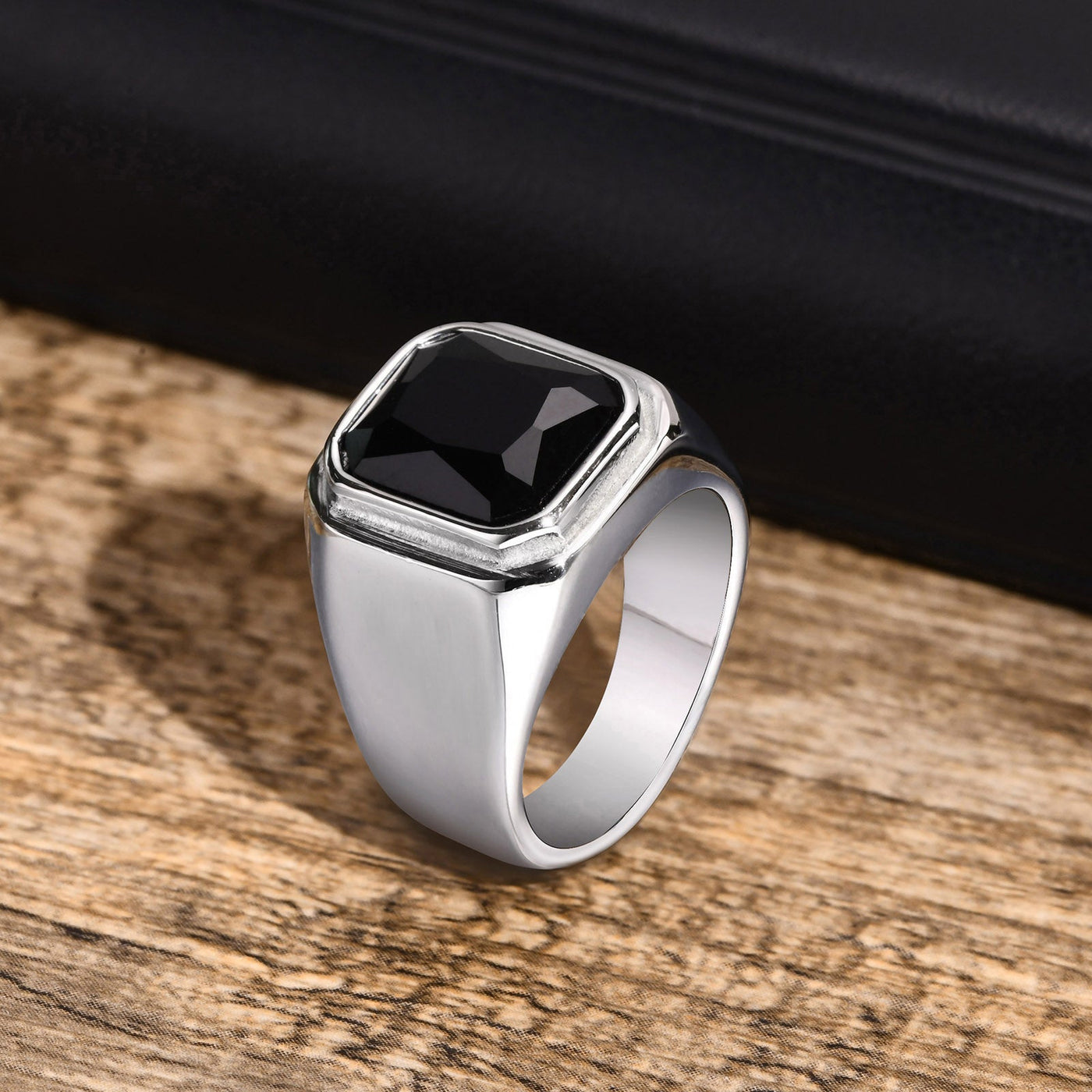 Aureus Black Stone Square Ring