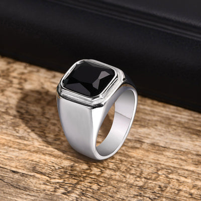 Aureus Black Stone Square Ring