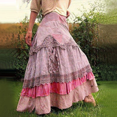 Layered lace boho long skirt, romantic and light perfect for a feminine and sophisticated look