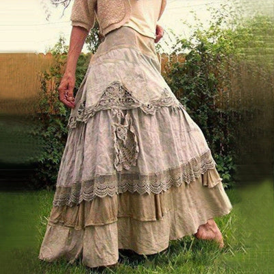 Layered lace boho long skirt, romantic and light perfect for a feminine and sophisticated look