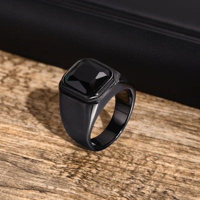 Aureus Black Stone Square Ring