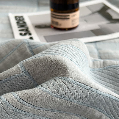 Striped cotton muslin bedspread