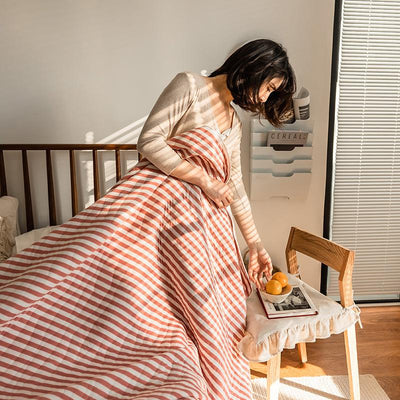 Striped light summer bedspread